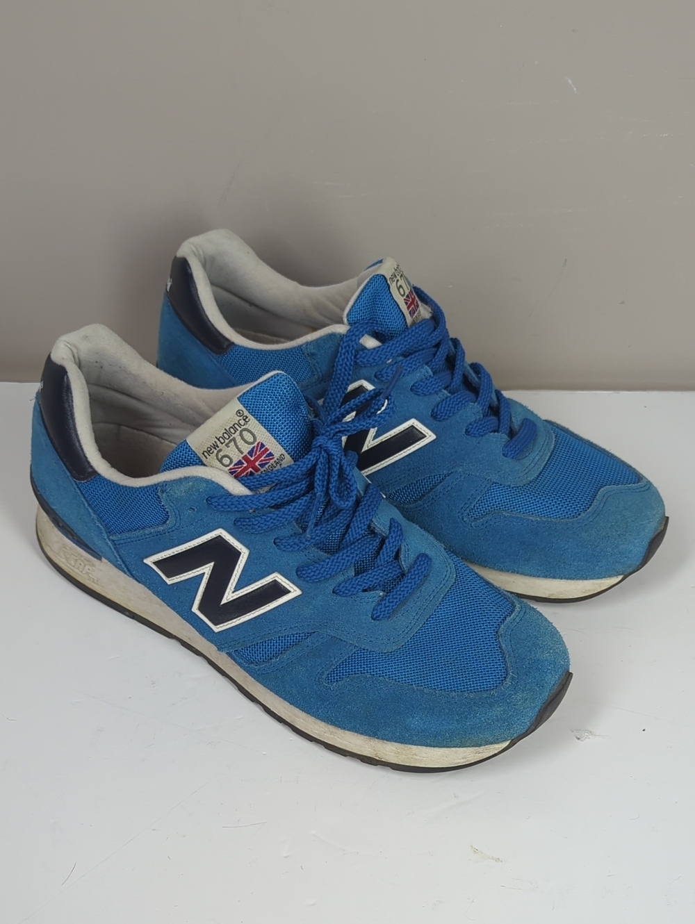 New Balance M670SBK Made in England Blue Suede Sneakers Men's 10.5